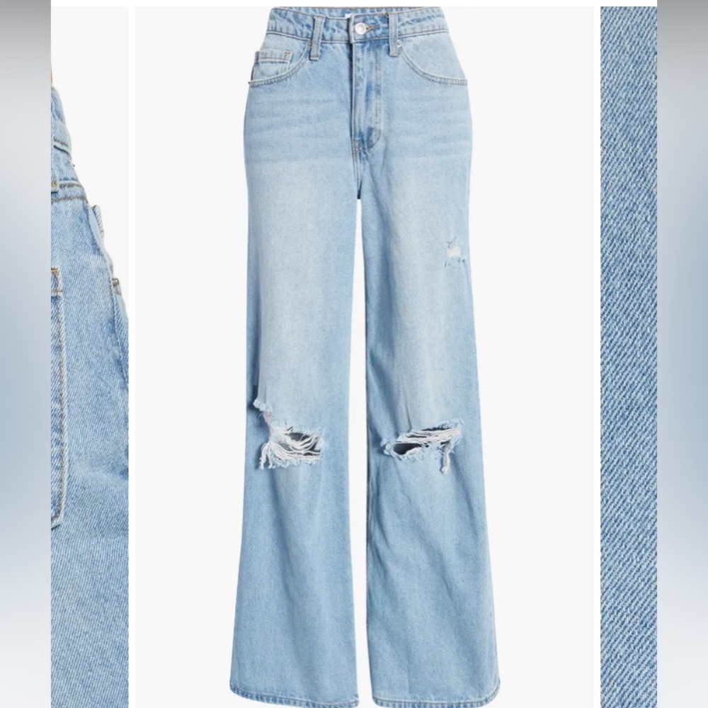 BP ripped non-stretch wide leg jeans